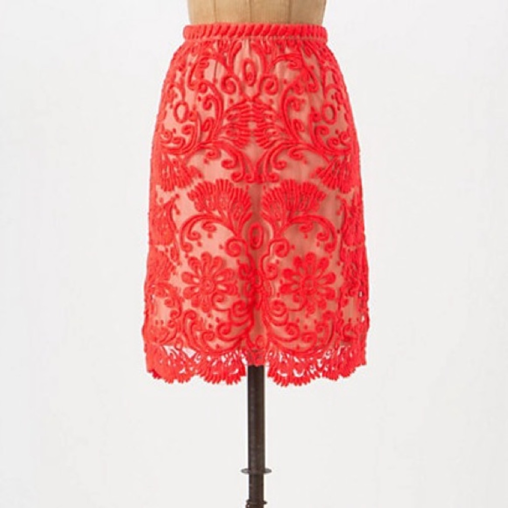 Yoana Baraschi Red Lace Skirt